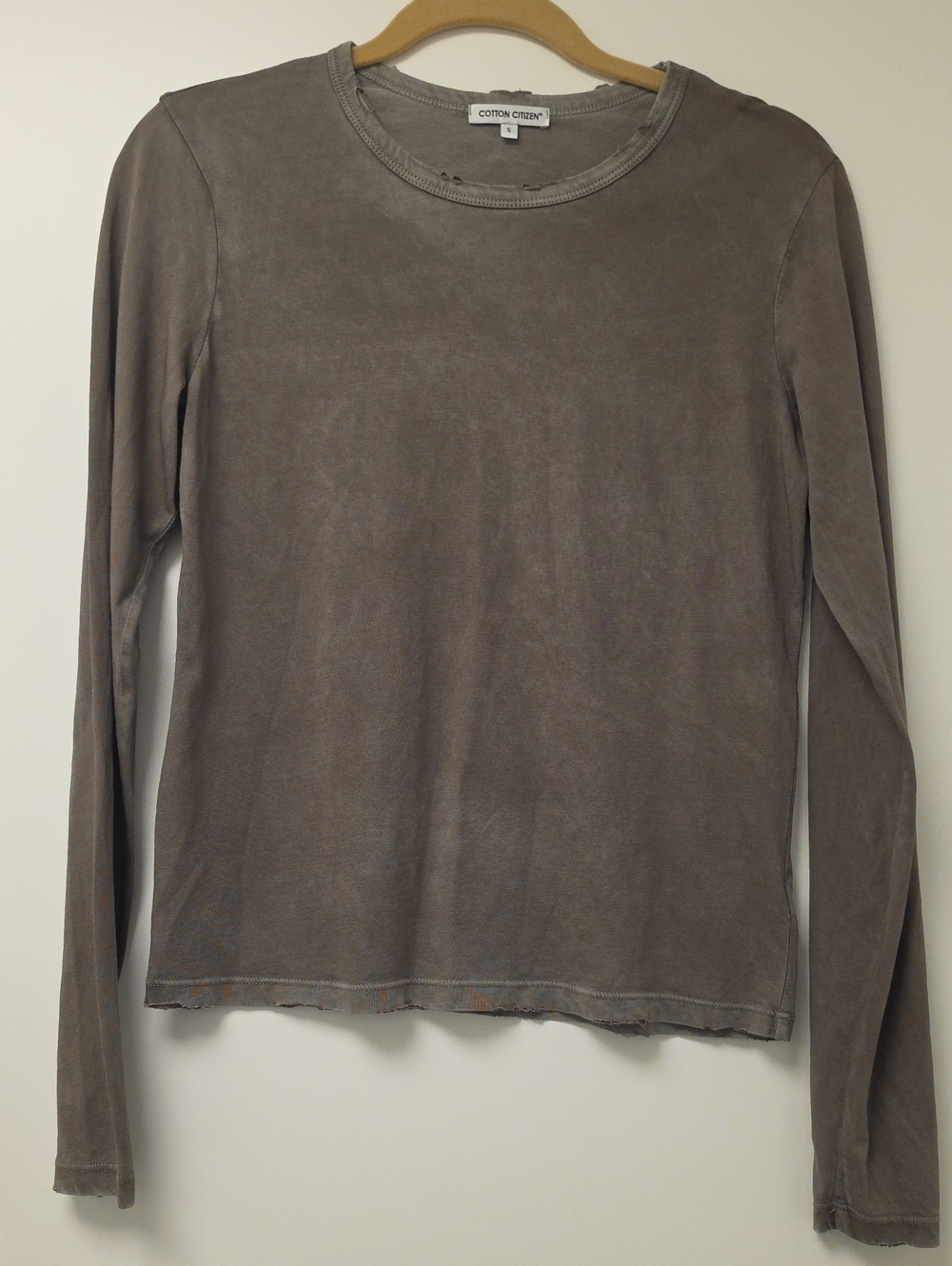 Cotton Citizen Women Long Sleeve Crewneck Top - Taupe Gray
